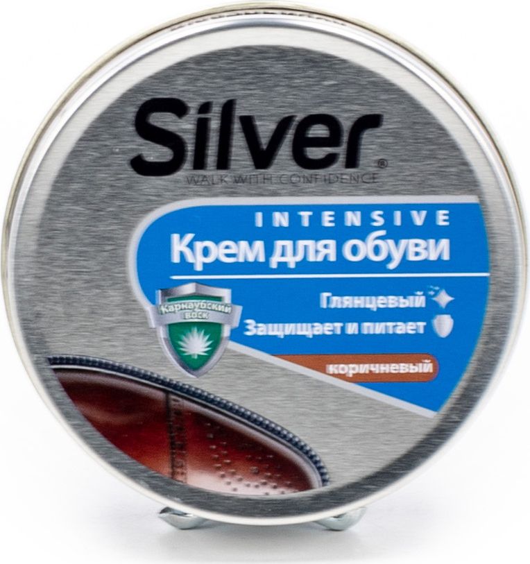 Silver  Крем-блеск д/обуви банка 50мл.коричневая