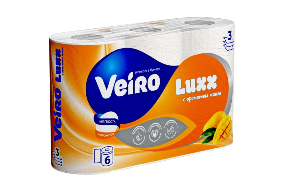 Туалетная бумага Veiro Luxoria Манго 3сл.6 рулонов
