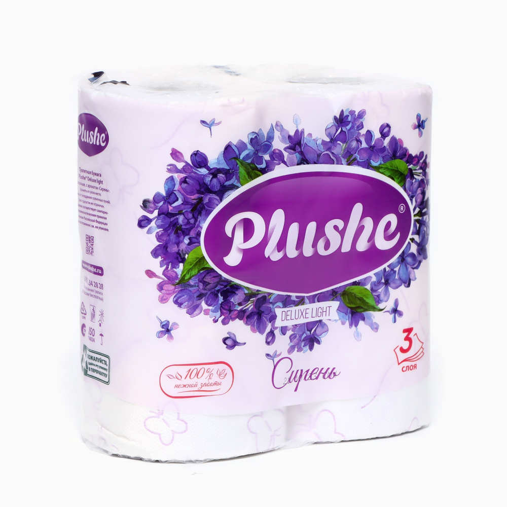 Туал.бумага PLUSHE de luxe light Сирень 4 рулона 3слоя 
