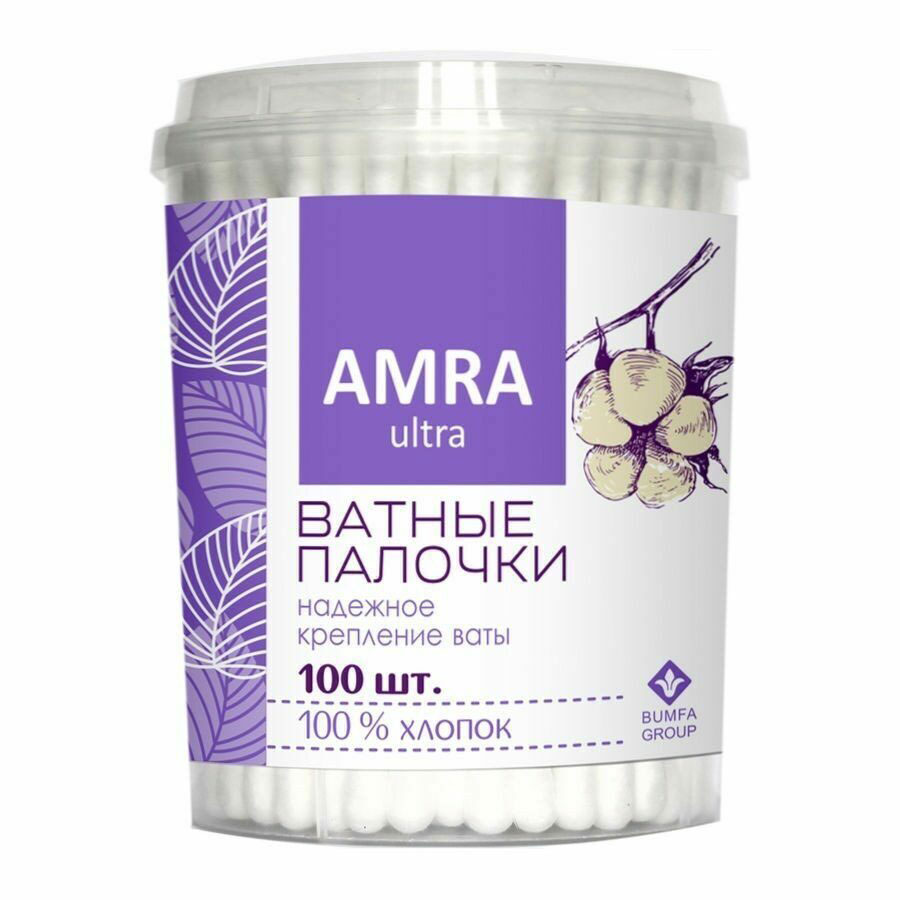 Amra ватные палочки 100шт. в стакане