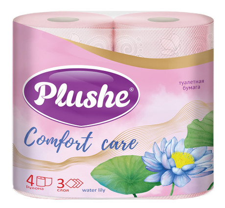 Туал.бумага PLUSHE Comfort Care 4рул.3сл Водяная лилия