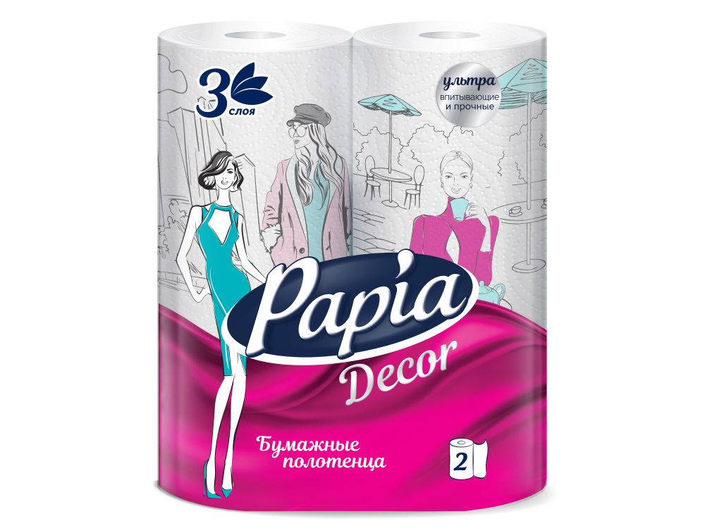 Papia Полотенца бумажные  Декор люкс 3сл 2 рул