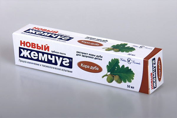 Новый жемчуг зубная паста Кора дуба 50мл.