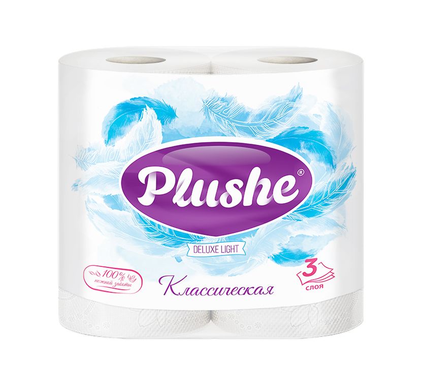Туал.бумага PLUSHE de luxe light Классическая 4 рулона 3слоя