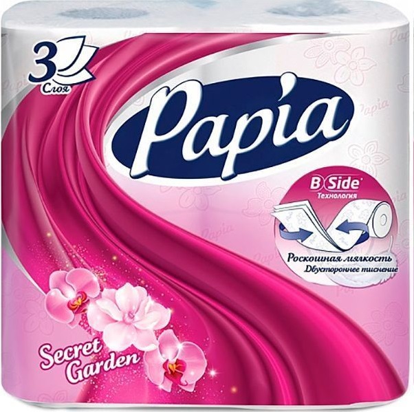 Papia Туалетная бумага Секрет Карден 3сл 4 рул 