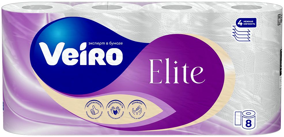 Туалетная бумага Veiro Elite Extra белый 4сл./8рул. арт.9С48