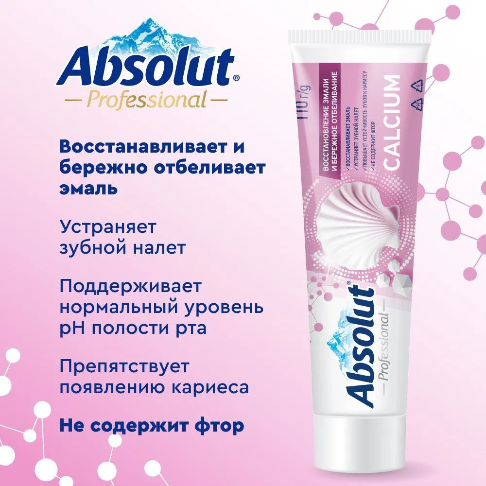 Absolut Calcium розовая зубная паста  110гр.