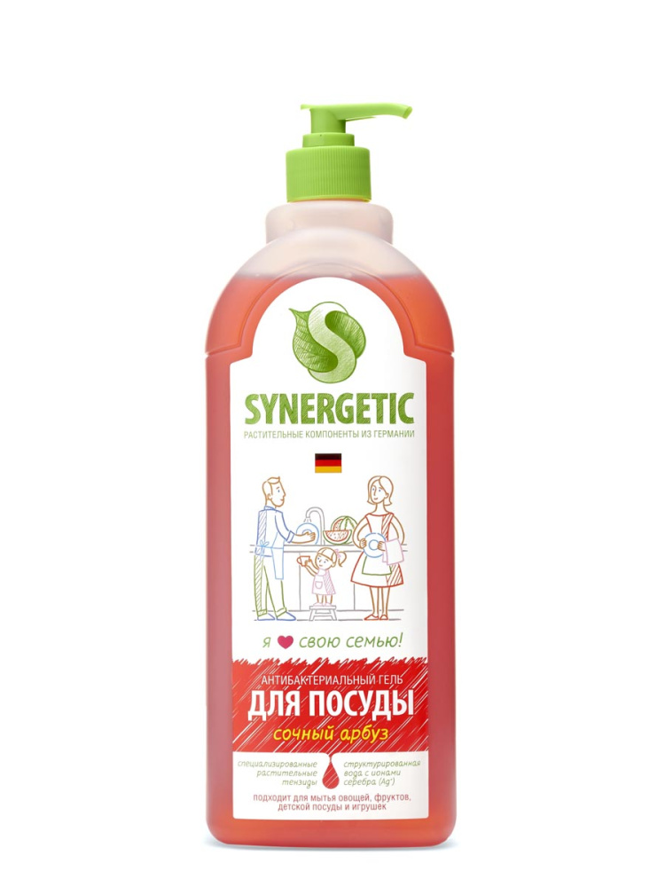 SYNERGETIC антибакт-ый гель для посуды 1л/Сочный арбуз