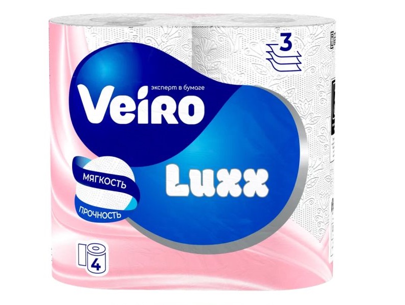 Туалетная бумага Veiro Luxoria 3 слоя 4 рулона